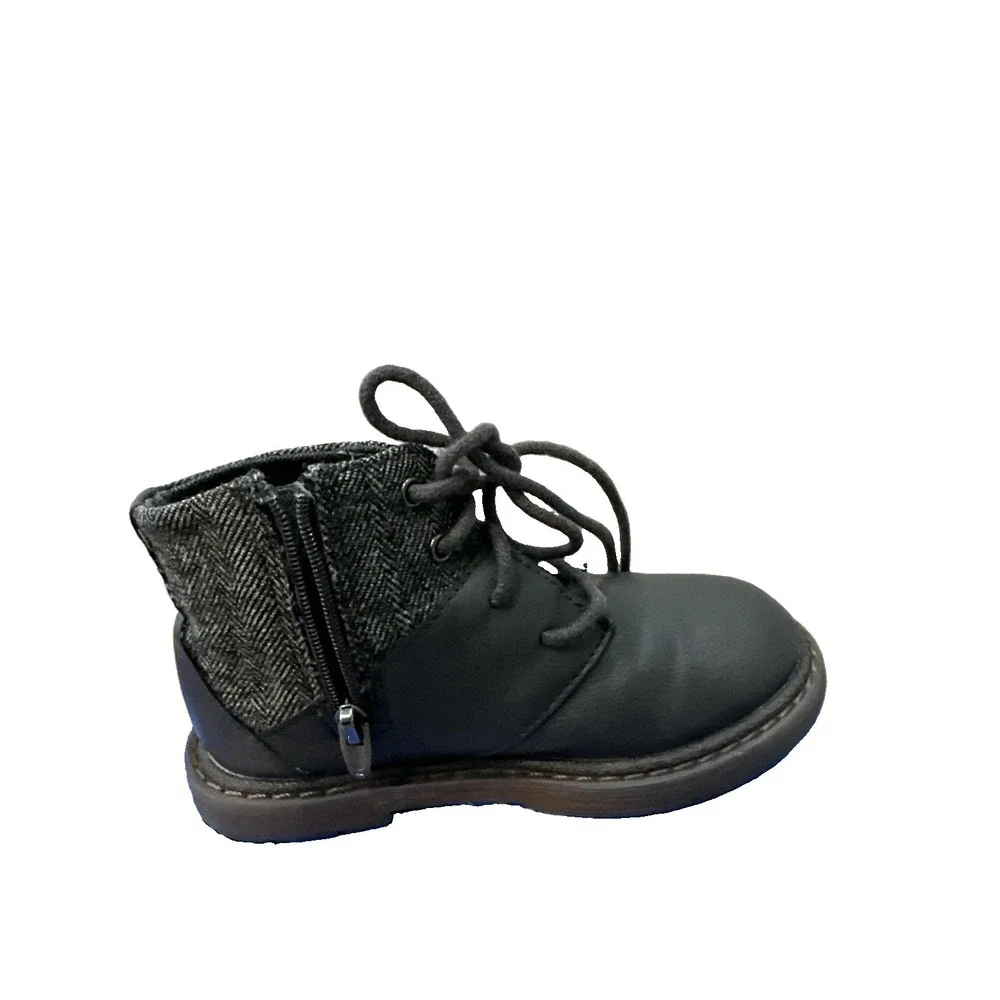 Baby's Zara Toddler Boots Boys Size 24 Gray Color Lace Up Front Zipper On Side